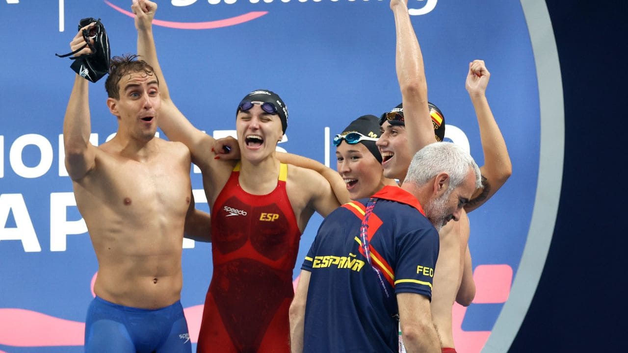 Relevo español 4x100 libre oro Mundial Singapur