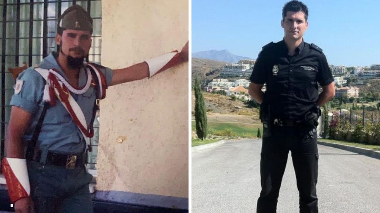 Alejandro Navarro como legionario y policía nacional