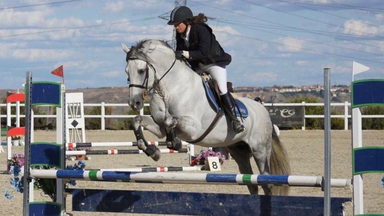Sonia Villalba durante un concurso de salto en hípica