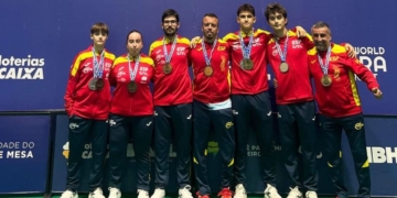 Tenis de mesa español medallas en dobles World Elite Sao Paulo