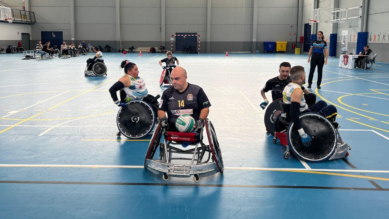 Partido entre Dragones de Sevilla y Spartans Granollers rugby silla de ruedas