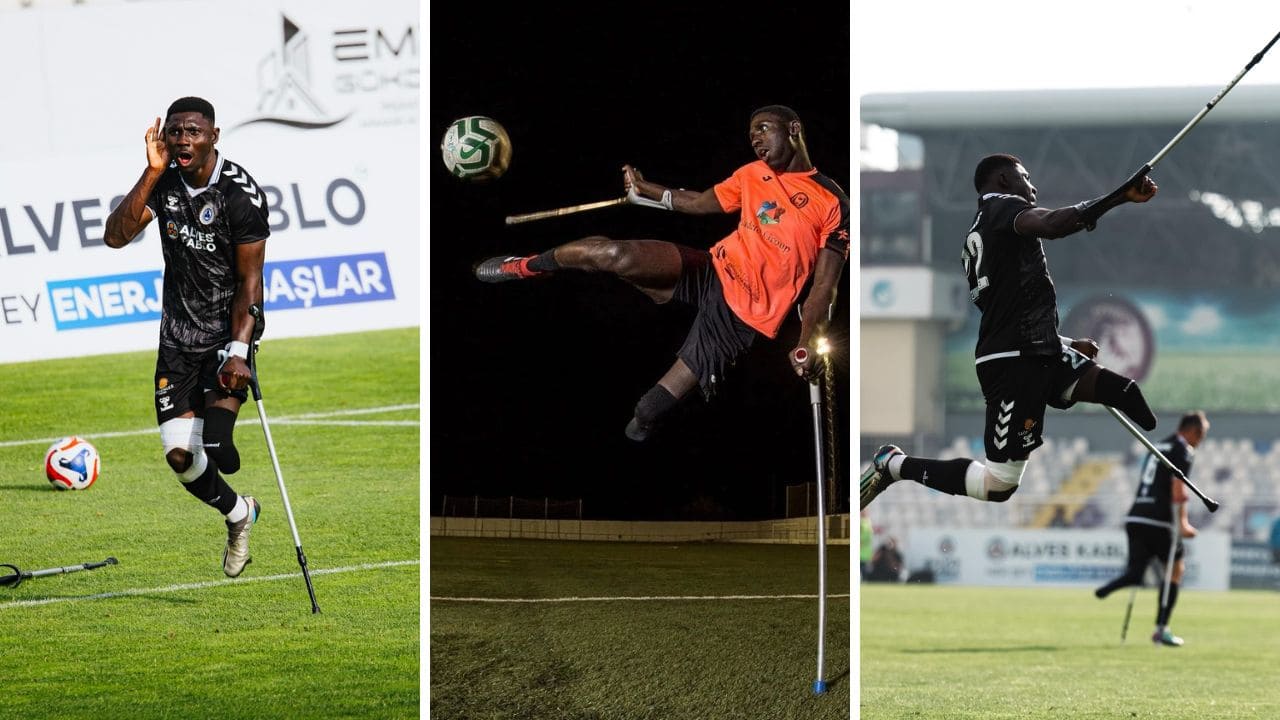 David Mendes celebra goles fútbol para amputados