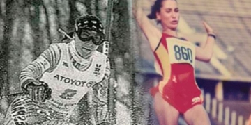 Magda Amo en esquí alpino paralímpico y en atletismo en los años noventa