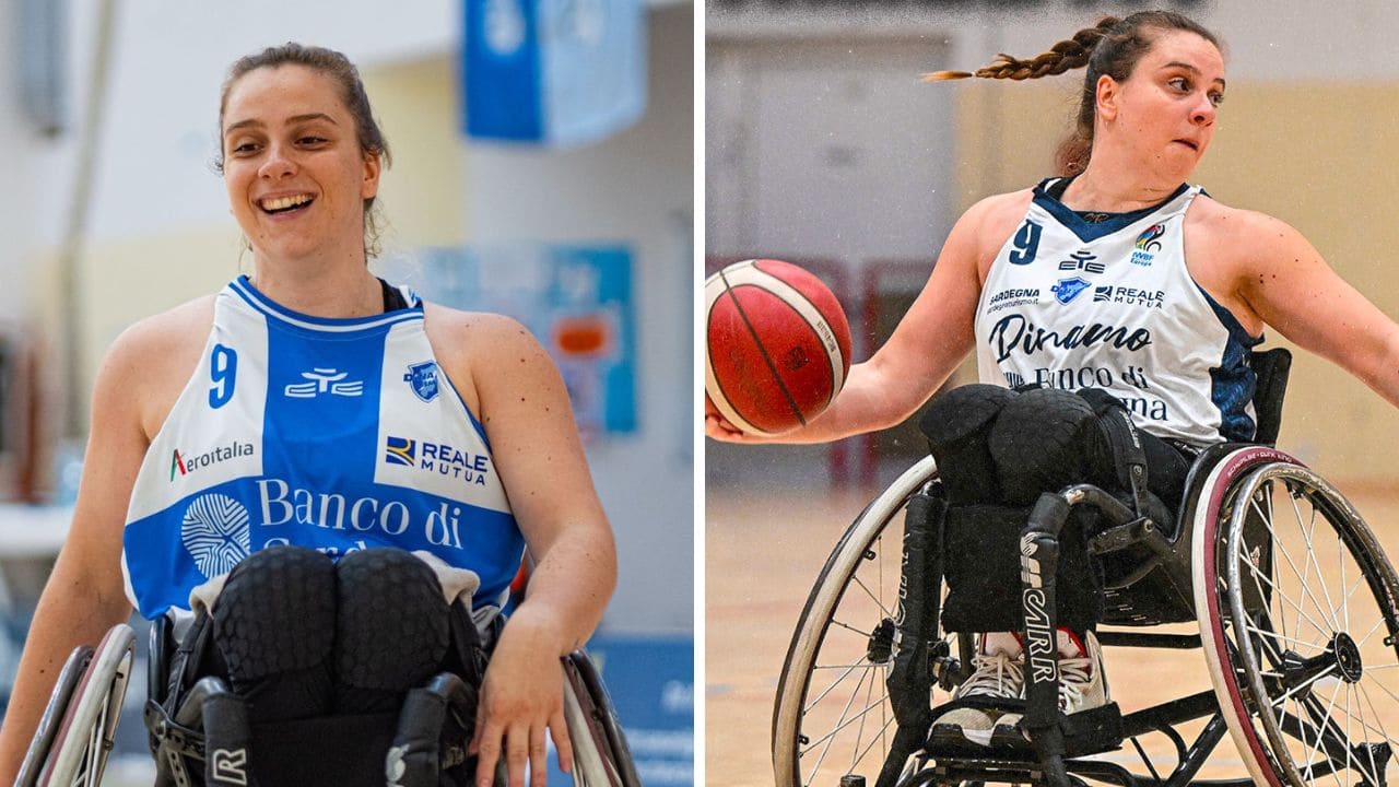 Sara Revuelta con el Dinamo Sassari de baloncesto en silla de ruedas