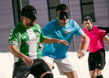 Partido entre el Real Betis y Madrid de la Liga de fútbol para ciegos