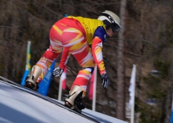Emilio Redondo en su carrera de snowboard cross en los Juegos Paralímpicos de Invierno
